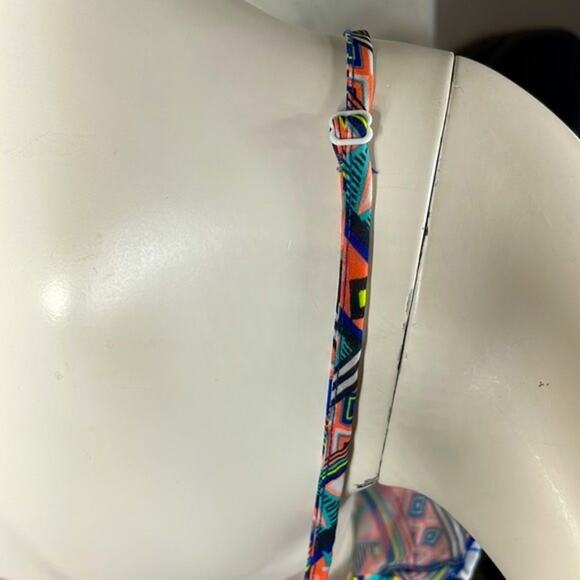 OP Tribal Aztec Boho Print Bathing Suit Cover Up Lg 11/13 Blues Oranges Yellows - Picture 7 of 10